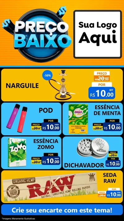 Modelo de TV para TV Vertical com o tema Preço Baixo para Tabacaria