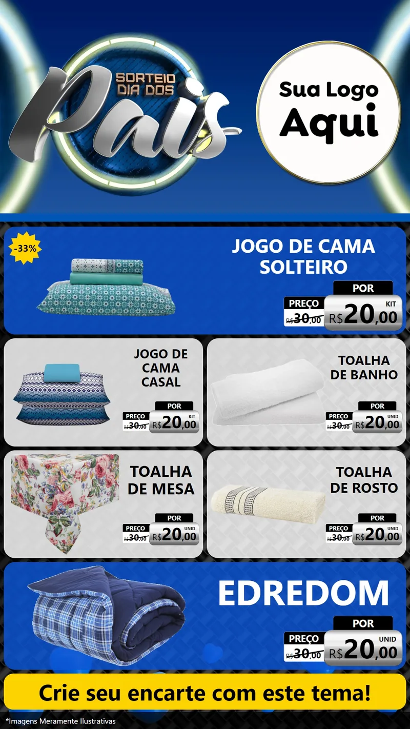 Modelo de TV para TV Vertical com o tema Sorteio Dia Dos Pais para Cama, Mesa e Banho