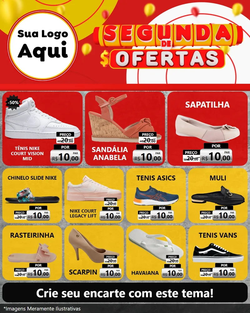 Modelo de Rede Social para Feed Instagram com o tema Segunda de Ofertas para Calçados