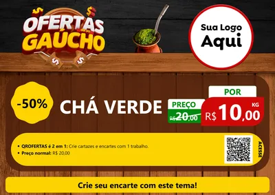 Modelo de Cartaz para Cartaz A4 Horizontal com o tema Ofertas Dia do Gaúcho para Produtos Naturais