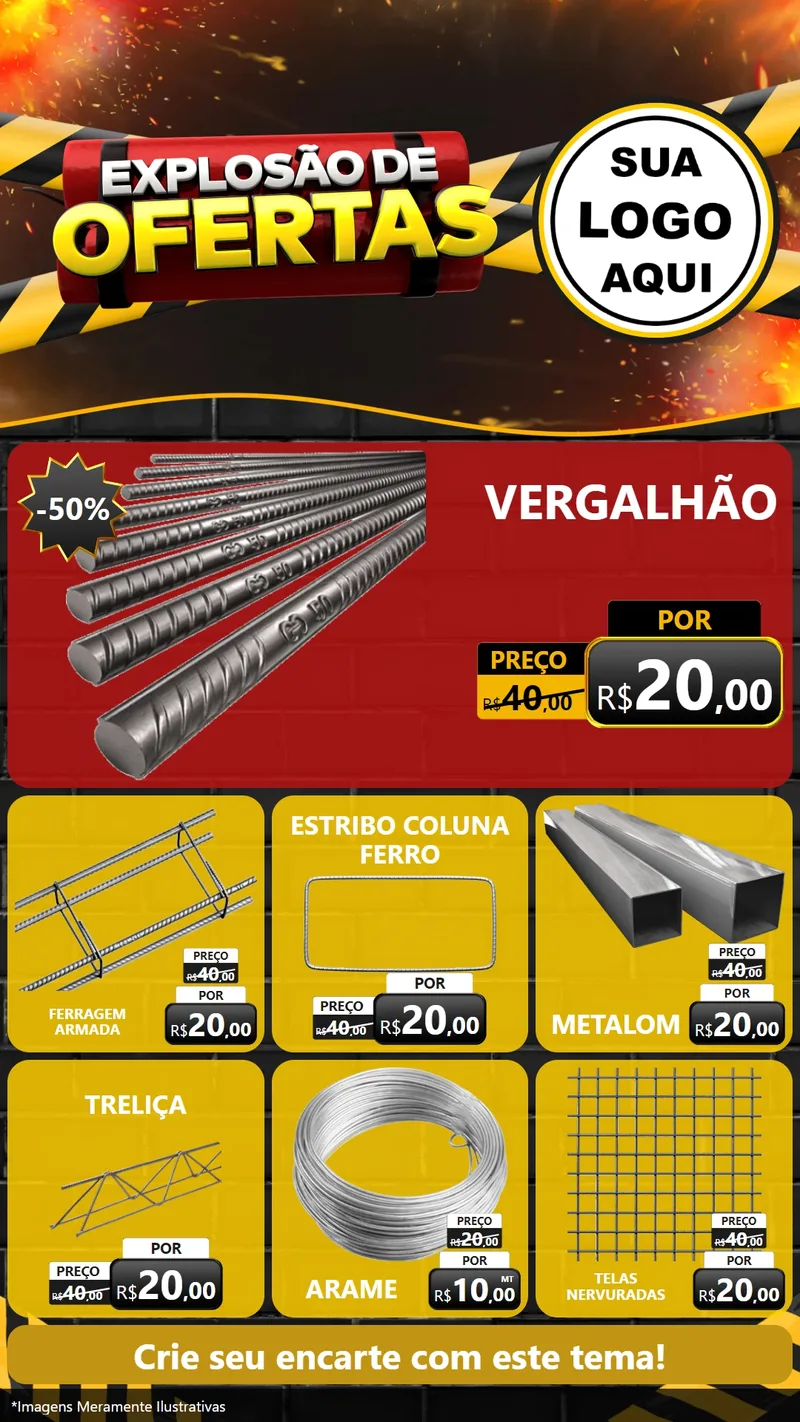 Modelo de Rede Social para Stories com o tema Explosão de Ofertas para Ferragens