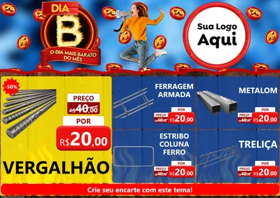 Modelo de Encarte para Encarte A4 Horizontal com o tema Dia B - O Dia Mais Barato Do Mês para Ferragens