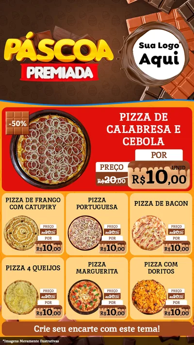 Modelo de Rede Social para Stories com o tema Páscoa Premiada para Pizzaria
