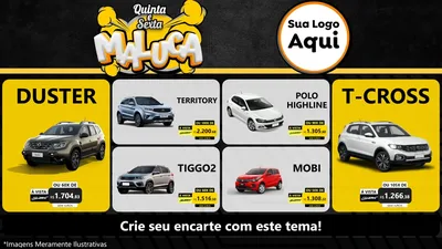 Modelo de TV para TV Horizontal com o tema Quinta e Sexta Maluca para Concessionaria de Carros