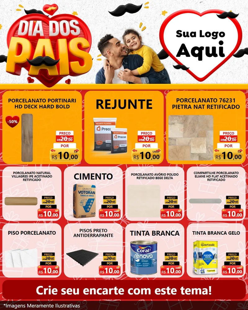 Modelo de Rede Social para Feed Instagram com o tema Dia dos Pais para Pisos e revestimentos