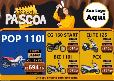 Modelo de Encarte para Encarte A4 Horizontal com o tema Especial Páscoa para Concessionaria de Motos