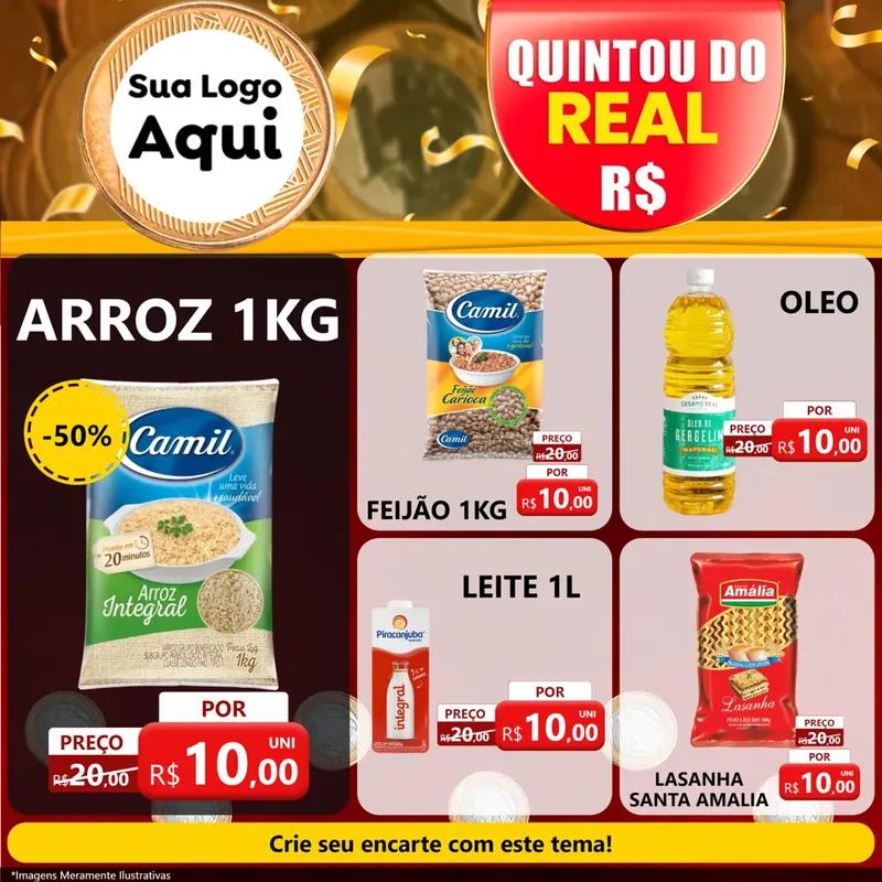Modelo de Rede Social para Feed Facebook com o tema Quintou do Real para Supermercado
