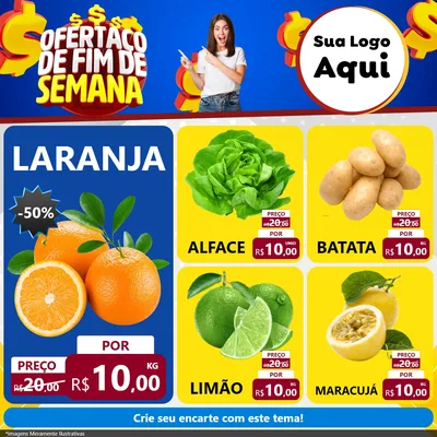 Modelo de Rede Social para Feed Facebook com o tema Ofertaço de Fim de Semana para Hortifrúti
