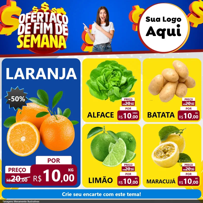 Modelo de Rede Social para Feed Facebook com o tema Ofertaço de Fim de Semana para Hortifrúti