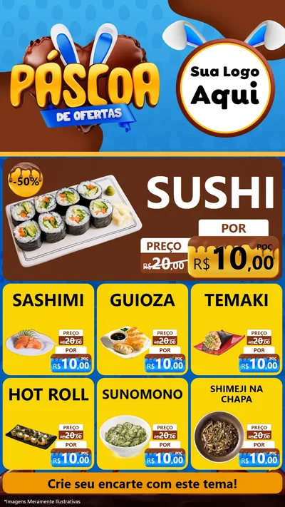Modelo de Rede Social para Stories com o tema Páscoa de Ofertas para Comida japonesa