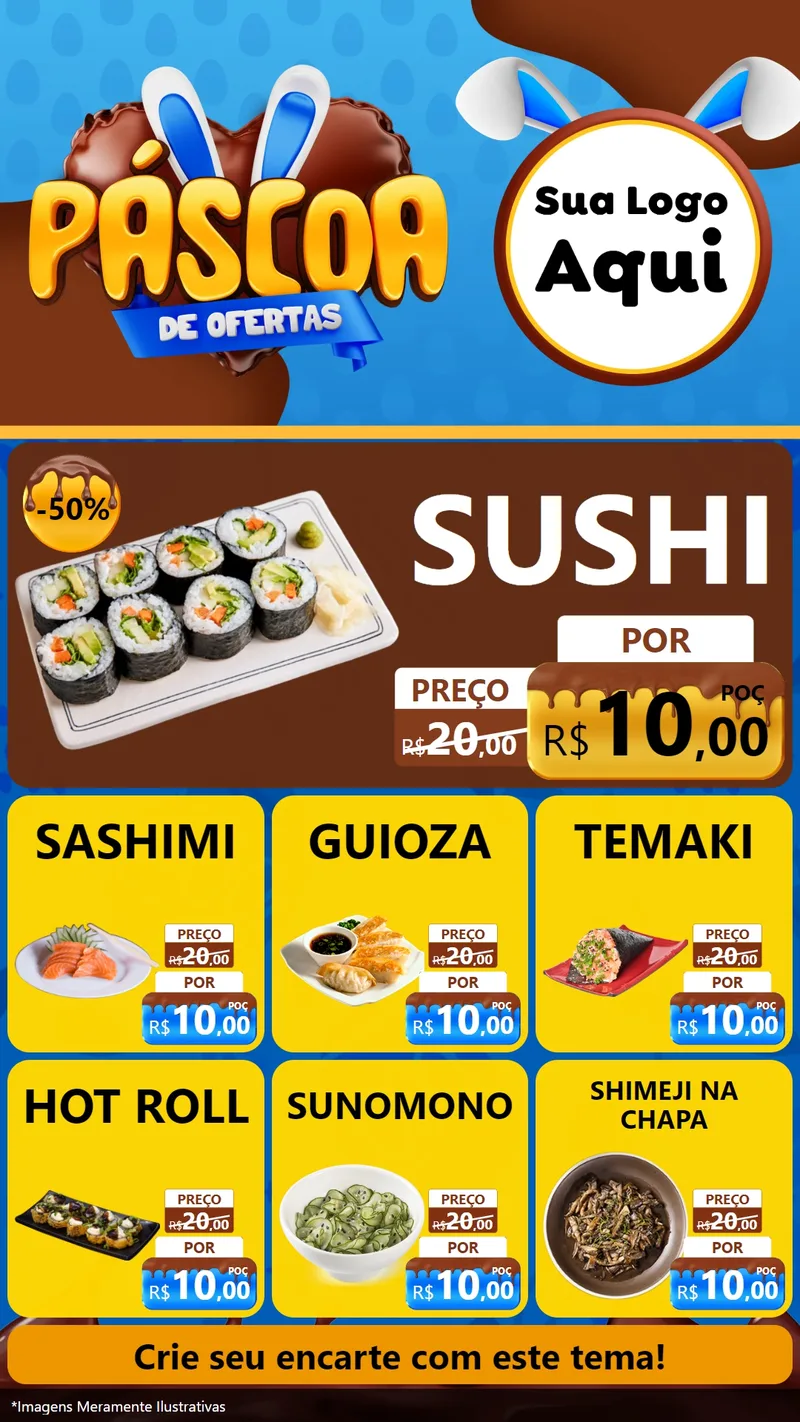Modelo de Rede Social para Stories com o tema Páscoa de Ofertas para Comida japonesa