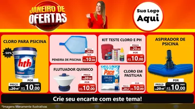Modelo de TV para TV Horizontal com o tema Janeiro de Ofertas para Produtos para Piscina