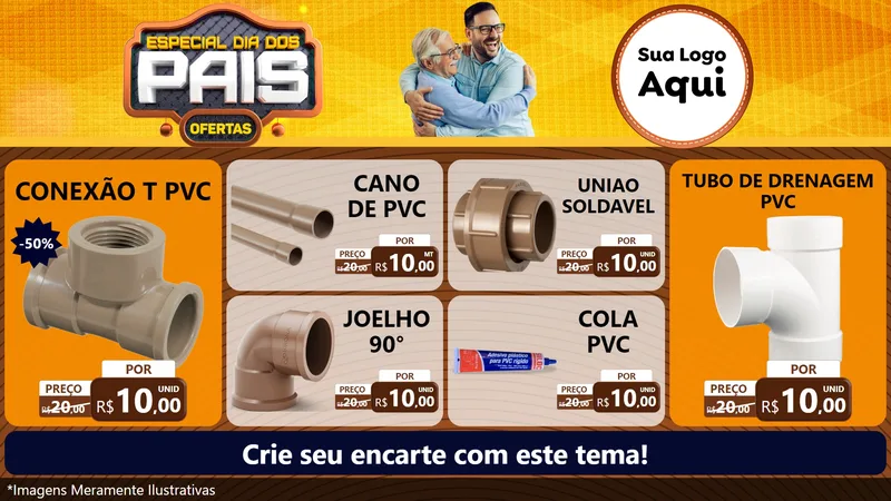Modelo de TV para TV Horizontal com o tema Especial Dia dos Pais para Tubos e conexões