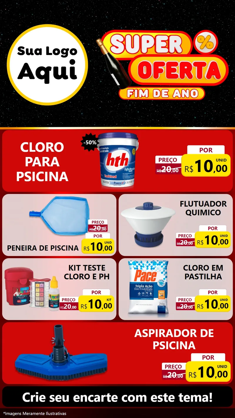 Modelo de TV para TV Vertical com o tema Super Oferta Fim de Ano para Produtos para Piscina