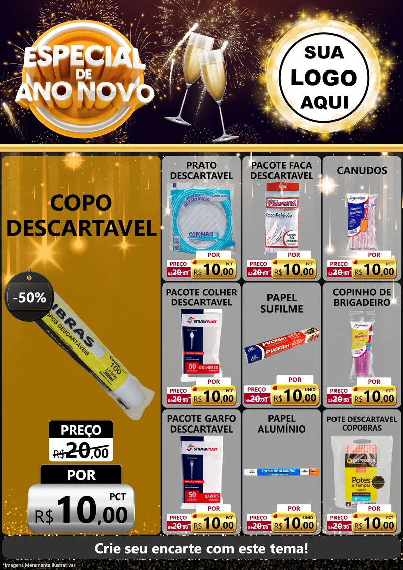 Modelo de Encarte para Encarte A4 Vertical com o tema Especial de Ano Novo para Embalagens