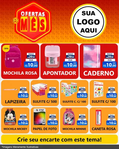Modelo de Rede Social para Feed Instagram com o tema Ofertas do Mês para Papelaria
