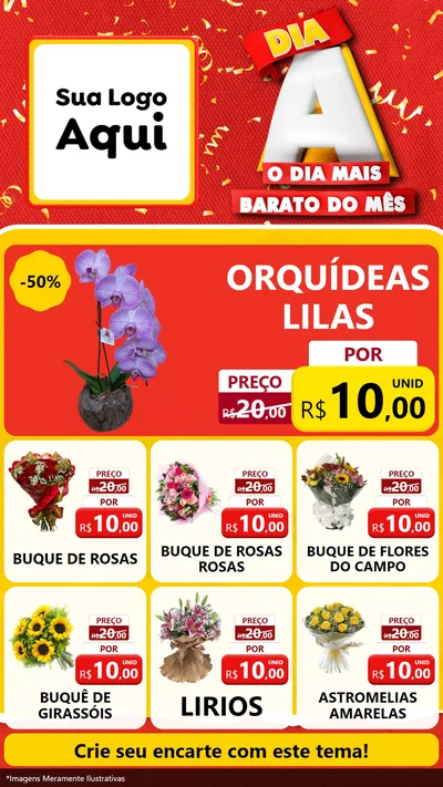 Modelo de Rede Social para Stories com o tema Dia A o Dia Mais Barato do Mês para Floricultura e jardim