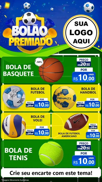 Modelo de TV para TV Vertical com o tema Bolão Premiado para Artigos Esportivos