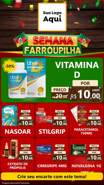 Modelo de Rede Social para Stories com o tema Semana Farroupilha para Farmácia