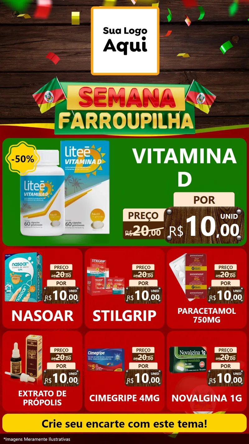 Modelo de Rede Social para Stories com o tema Semana Farroupilha para Farmácia
