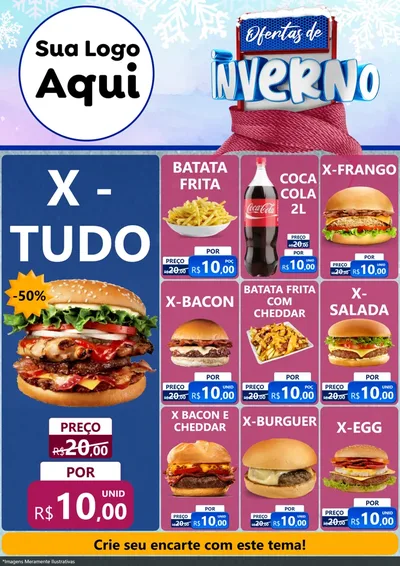 Modelo de Encarte para Encarte A4 Vertical com o tema Ofertas de Inverno para Hamburgueria