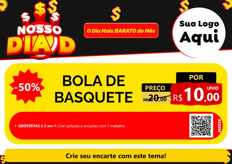 Modelo de Cartaz para Cartaz A4 Horizontal com o tema Nosso Dia D para Artigos Esportivos