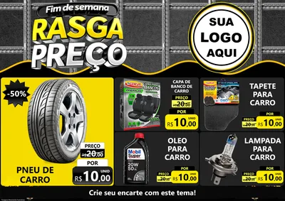 Modelo de Encarte para Encarte A4 Horizontal com o tema Fim de Semana Rasga Preço para Auto peças