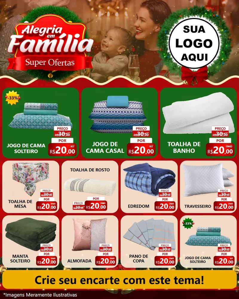 Modelo de Rede Social para Feed Instagram com o tema Alegria Em Família - Super Ofertas para Cama, Mesa e Banho