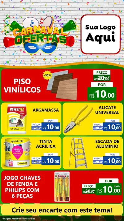 Modelo de TV para TV Vertical com o tema Carnaval de Ofertas para Material para Construção