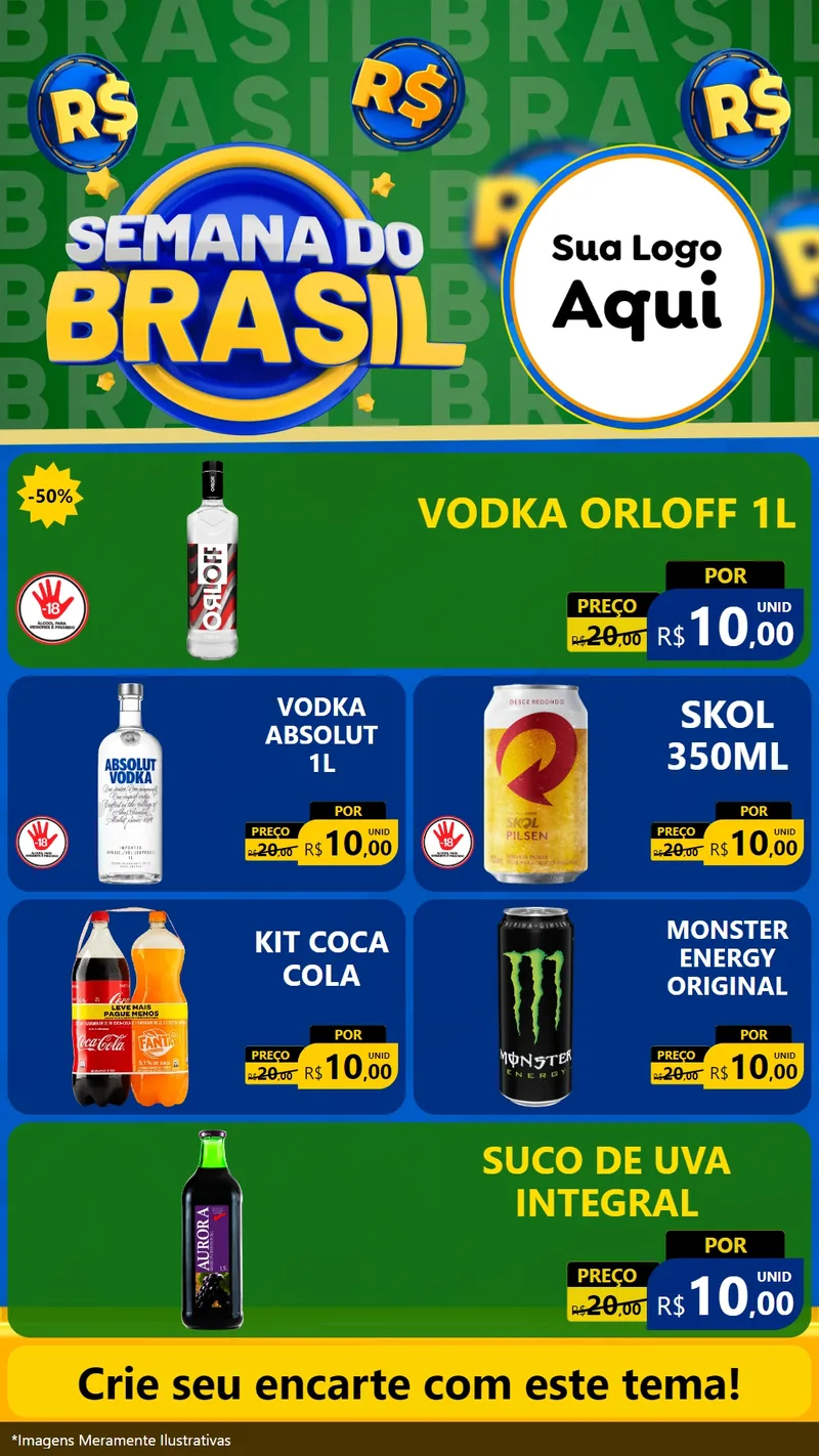 Modelo de TV para TV Vertical com o tema Semana Do Brasil para Distribuidora de bebidas