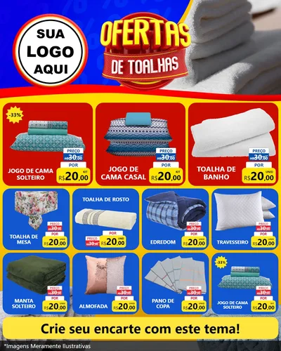 Modelo de Rede Social para Feed Instagram com o tema Ofertas de Toalhas para Cama, Mesa e Banho