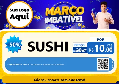Modelo de Cartaz para Cartaz A4 Horizontal com o tema Março Imbatível para Comida japonesa