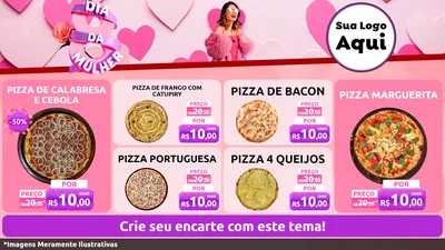 Modelo de TV para TV Horizontal com o tema Dia da Mulher para Pizzaria