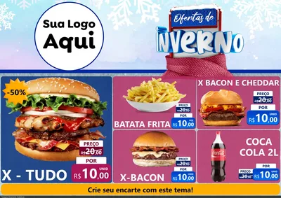 Modelo de Encarte para Encarte A4 Horizontal com o tema Ofertas de Inverno para Hamburgueria
