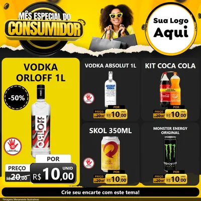 Modelo de Rede Social para Feed Facebook com o tema Mês Especial do Consumidor para Distribuidora de bebidas