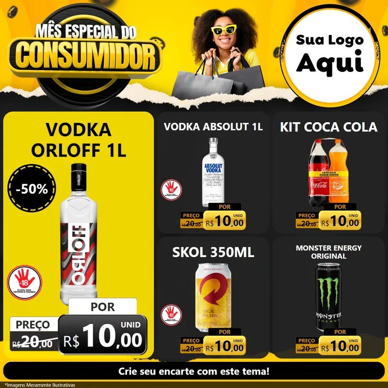 Modelo de Rede Social para Feed Facebook com o tema Mês Especial do Consumidor para Distribuidora de bebidas