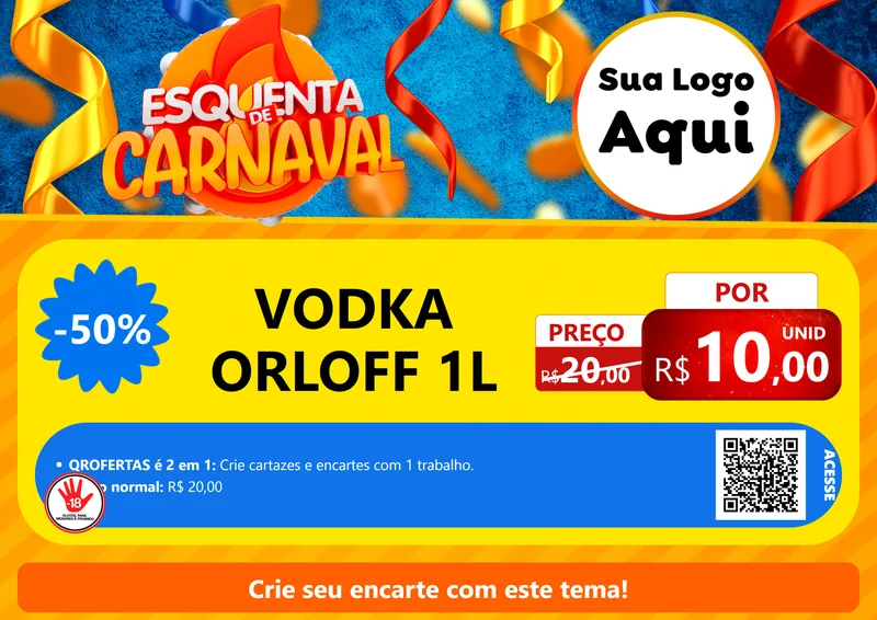 Modelo de Cartaz para Cartaz A4 Horizontal com o tema Esquenta de Carnaval para Distribuidora de bebidas