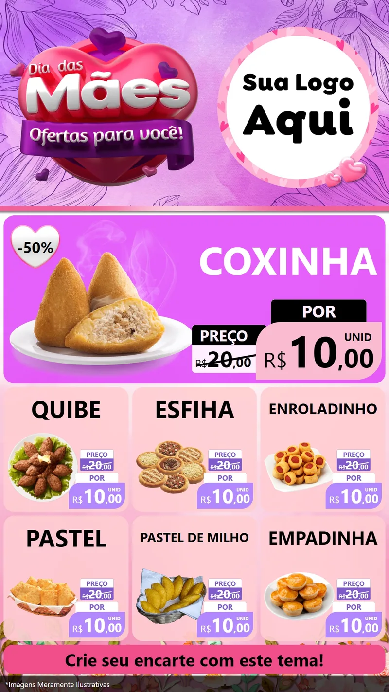 Modelo de Rede Social para Stories com o tema Dia das Mães Ofertas para Você! para Salgadaria