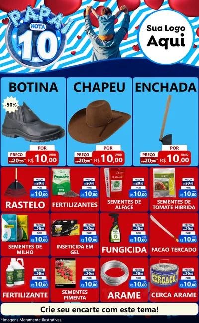 Modelo de Encarte para Encarte Grande com o tema Papai Nota 10 para Agropecuária