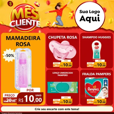 Modelo de Rede Social para Feed Facebook com o tema Mês do Cliente para Bebês