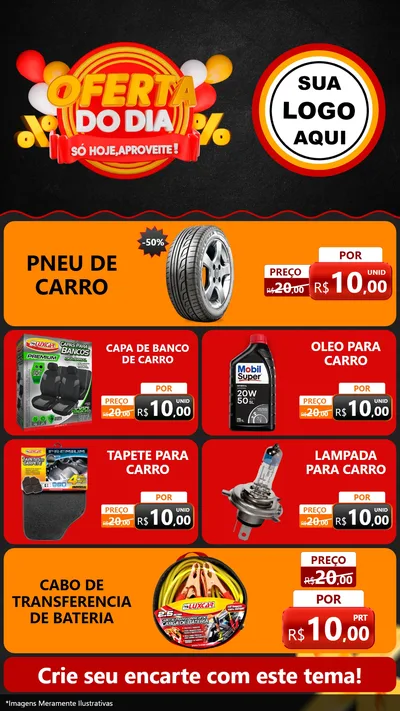 Modelo de TV para TV Vertical com o tema Oferta do Dia - Só hoje, Aproveite! para Auto peças