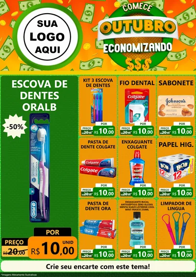 Modelo de Encarte para Encarte A4 Vertical com o tema Comece Outubro Economizando para Higiene Pessoal