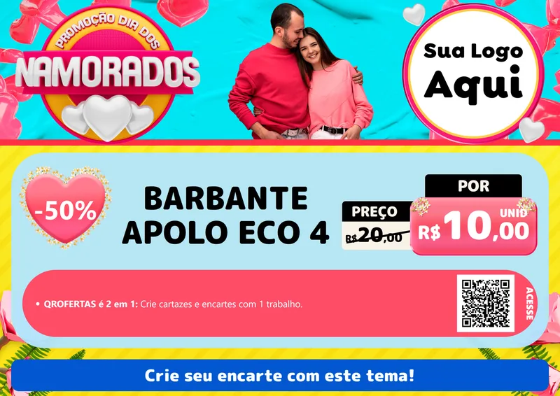 Modelo de Cartaz para Cartaz A4 Horizontal com o tema Promoção Dia dos Namorados para Armarinho e Aviamentos