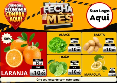 Modelo de Encarte para Encarte A4 Horizontal com o tema Fecha Mês para Hortifrúti
