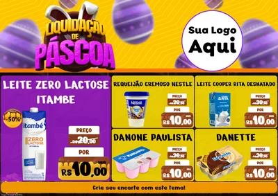 Modelo de Encarte para Encarte A4 Horizontal com o tema Liquidação de Páscoa para Frios e Laticínios