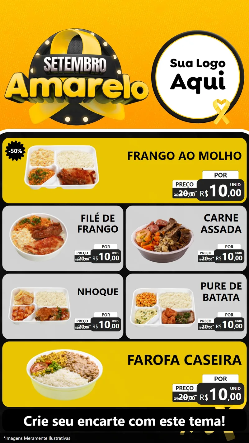 Modelo de TV para TV Vertical com o tema Setembro Amarelo para Restaurante