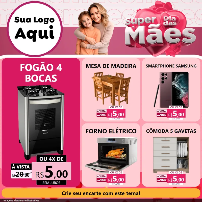 Modelo de Rede Social para Feed Facebook com o tema Super Dia Das Mães para Móveis e Eletro