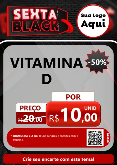 Modelo de Cartaz para Cartaz A4 Vertical com o tema Sexta Black para Farmácia