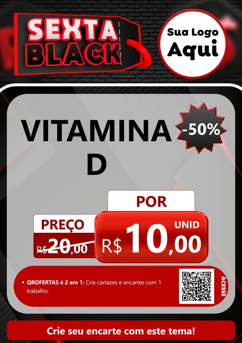 Modelo de Cartaz para Cartaz A4 Vertical com o tema Sexta Black para Farmácia