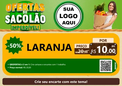 Modelo de Cartaz para Cartaz A4 Horizontal com o tema Ofertas do Sacolão Imperdível! para Hortifrúti
